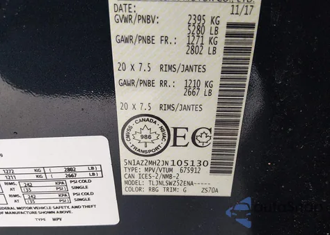 2018 Nissan Murano Platinum/S/Sl/Sv z USA, uszkodzony, nr VIN 5N1AZ2MH2JN105130